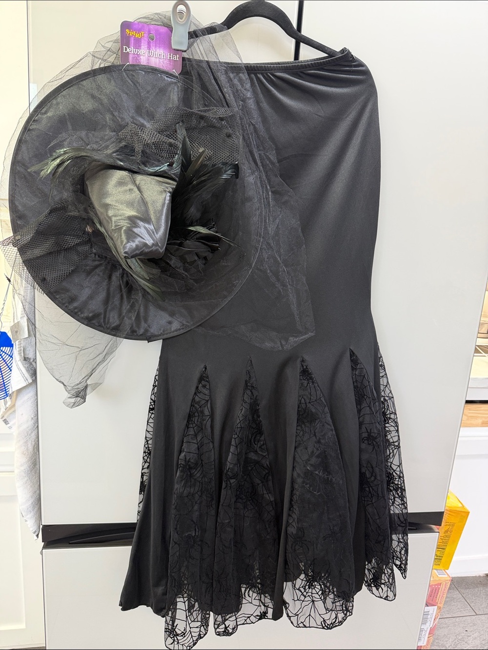 Leg Avenue Black One-Shoulder Witch Costume Dress with Veiled Hat